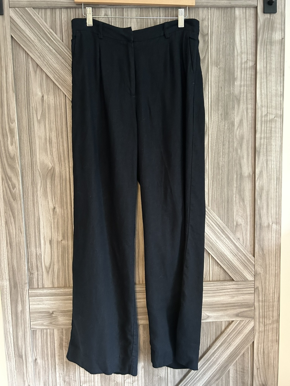 Buffalo Jeans Adelina Linen Blend Wide Leg Pants Black Size 30